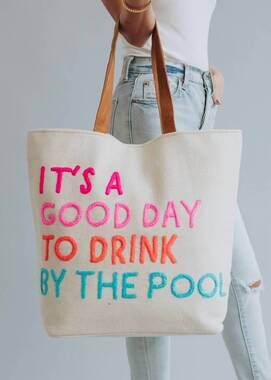 NEW PANACHE APPAREL women's drink by the pool tote in cream